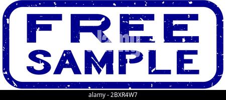 Grunge blue free sample word square rubber seal stamp on white background Stock Vector