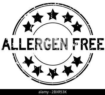 Grunge black allergen free word round rubber seal stamp on white background Stock Vector