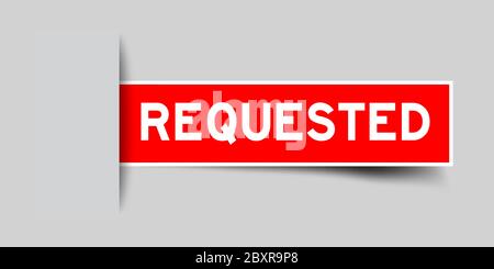 Square seal red color sticker in word requested insert on gray background 4 Stock Vector