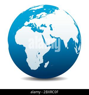 Africa, Middle East, Arabia and India. Vector Map Icon of the World Globe, Earth. All elements are on individual layers in the vector file. Stock Vector