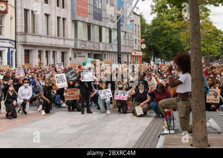 Cork, Ireland. 8th June, 2020. Black Lives Matter Protest, Cork City. Credit: Damian Coleman/Alamy Live News Stock Photo