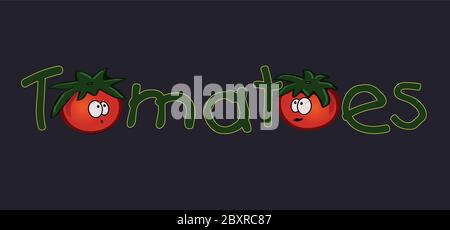 Tomatoes text sample, dark template inscription vector Stock Vector