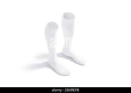 Blank white soccer socks mock up, half-turned view Stock ...