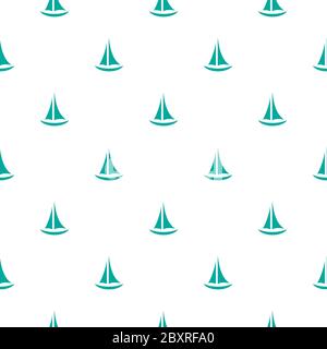 Seamless pattern with blue yachts on white background. Summertime marine print. Travel ornament. Simple nautical texture for print. Flat vector illust Stock Vector
