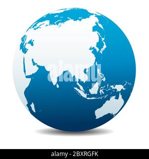 China and Asia. Vector Map Icon of the World Globe, Earth. All elements are on individual layers in the vector file. Stock Vector