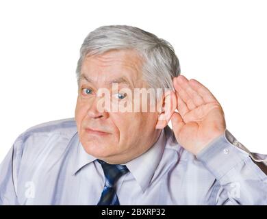 Man in listening pose Stock Photo