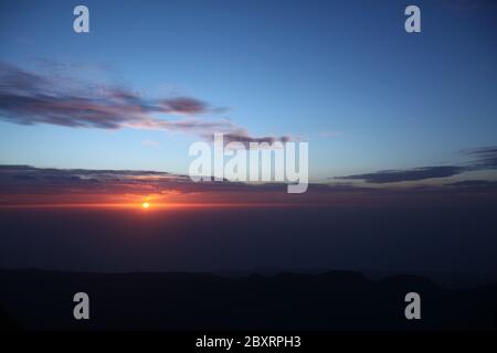 Beautiful sunrise on Tenerife Island - view from the top of Teide volcano. Stock Photo