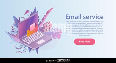 Email service concept. Vector of a laptop computer with email envelope icon Stock Vector