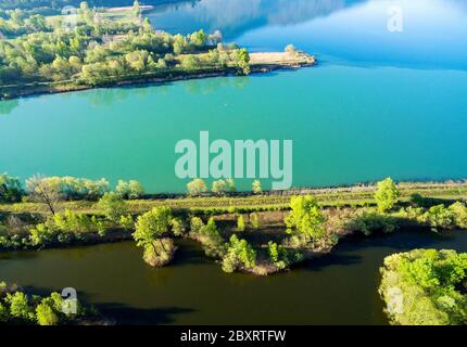 Lake Como (IT) - Entry of the Adda river into the lake Stock Photo