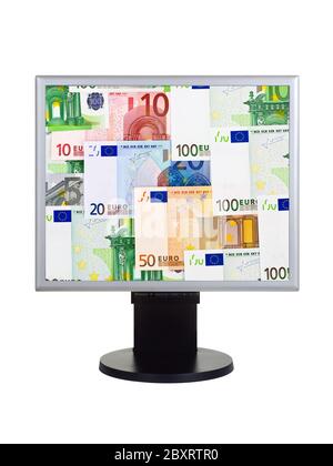 Computer monitor with money Stock Photo