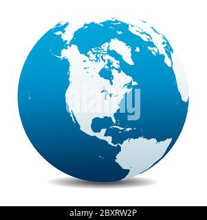 North, South, and Central AMERICA. Vector Map Icon of the World Globe, Earth. All elements are on individual layers in the vector file. Stock Vector