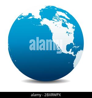 North America, Canada, Siberia and Hawaii. Vector Map Icon of the World Globe, Earth. All elements are on individual layers in the vector file. Stock Vector
