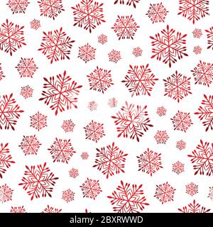 Red snowflake seamless pattern. Stock Vector