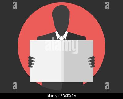 Contour of a man reading a newspaper in a flat style. Retro style. Vector illustration Stock Vector