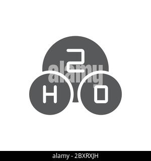 Chemical formula H2O vector icon symbol isolated on white background Stock Vector