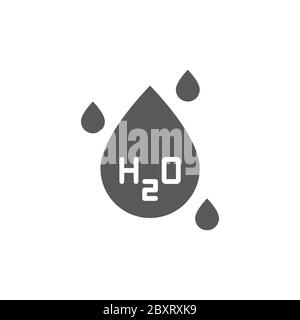 Chemical formula H2O vector icon symbol isolated on white background Stock Vector