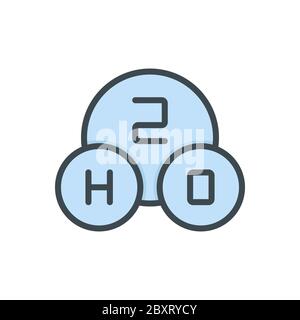Chemical formula H2O vector icon symbol isolated on white background Stock Vector
