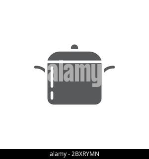 Cooking pot cover vector icon symbol isolated on white background Stock Vector