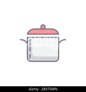 Cooking pot cover vector icon symbol isolated on white background Stock Vector