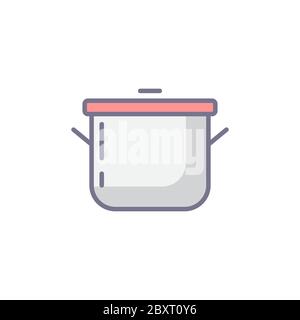 Cooking pot cover vector icon symbol isolated on white background Stock Vector