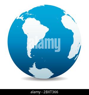 South America, South Pole and Africa Vector Map Icon of the World Globe, Earth. All elements are on individual layers in the vector file. Stock Vector