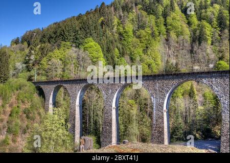 The 37 m high and 224 m long Ravenna Bridge is a viaduct of the Höllental Railway and the successor to the bridge built in 1887. Stock Photo