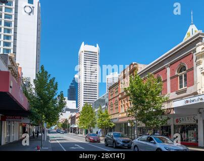 Shops on Barrack Street in downtown Perth, Western Australia, Australia Stock Photo