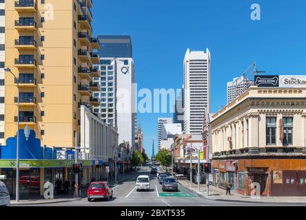 Shops on Barrack Street in downtown Perth, Western Australia, Australia Stock Photo