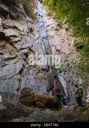 Excursions on Etna - Acquarocca Waterfall in Sicily Stock Photo