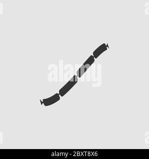 Pork sausage chain icon flat. Black pictogram on grey background. Vector illustration symbol Stock Vector