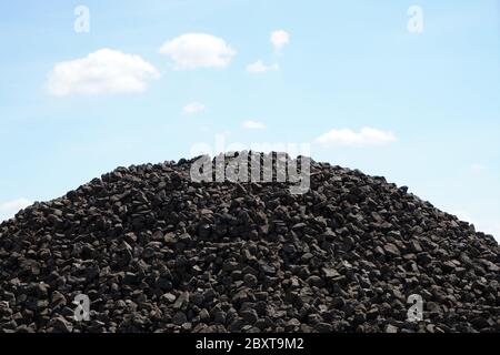 Basalt, diabase or granite are well suited for railway construction, photographed in spring Stock Photo