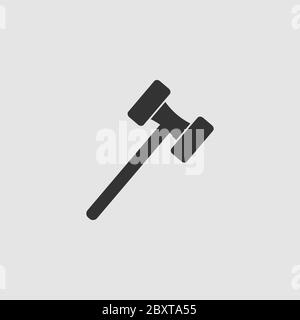 Mallet icon flat. Black pictogram on grey background. Vector illustration symbol Stock Vector