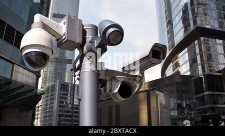 CCTV tracking system in a big city. Stock Photo