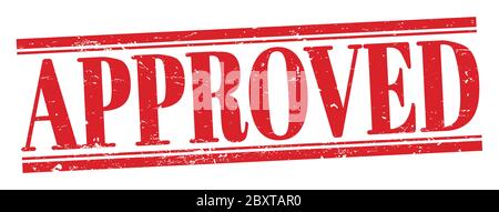 APPROVED red grungy rectangle stamp sign. Stock Photo