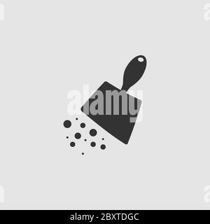 Scoop with garbage icon flat. Black pictogram on grey background. Vector illustration symbol Stock Vector