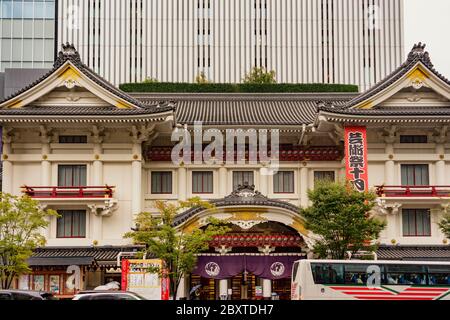 Tokyo / Japan - October 21, 2017: Kabuki-za theater in Ginza is the main theater in Tokyo for traditional Japanese Kabuki drama Stock Photo