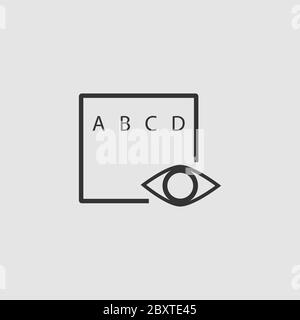 Eye test icon flat. Black pictogram on grey background. Vector illustration symbol Stock Vector