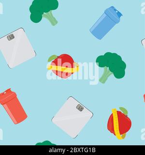 Vector Illustration Diet Themed Pattern Seamless Background - Vector Stock Vector