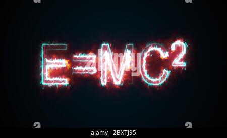 Inscription E mc2, computer generated. 3d rendering of Albert Einsteins physical formula. Scientific graphic background Stock Photo