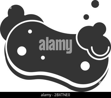 cleaning disinfection, sponge tool, prevention sanitizer products silhouette style icon vector illustration Stock Vector