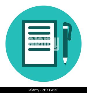 Icon with a business document and pen. Stock Vector
