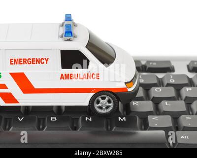 Computer keyboard and medical car Stock Photo
