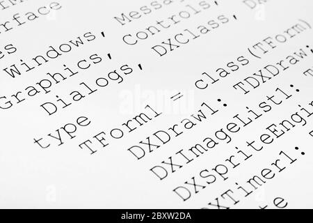 Printed computer code Stock Photo