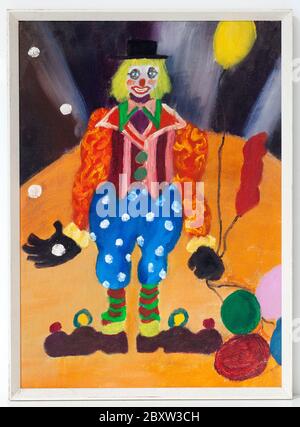 Old Vintage Painting of Clown Stock Photo