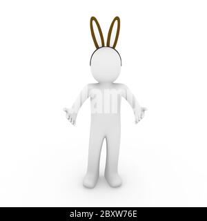 3d human easter hare egg Stock Photo