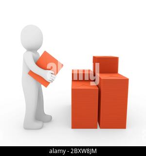 3d human letter mailbox orange Stock Photo