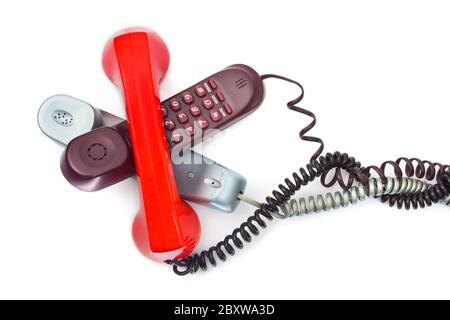 Heap of telephones Stock Photo