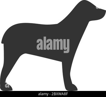 Dog. Black Icon Flat on white background Stock Vector