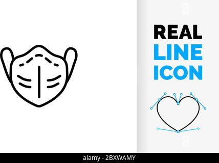 Editable line icon of a virus protection face mask Stock Vector