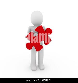 3d human red puzzle Stock Photo